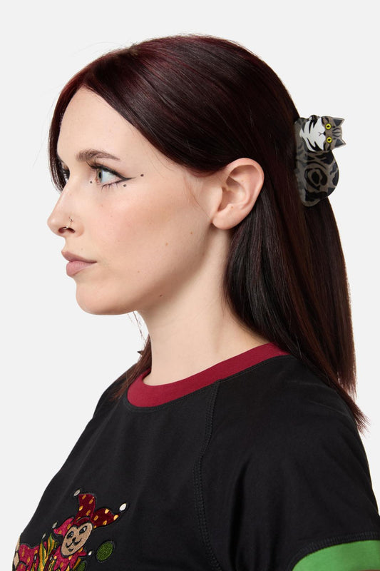 Black Friday - Grey Cat Claw Clip - grey