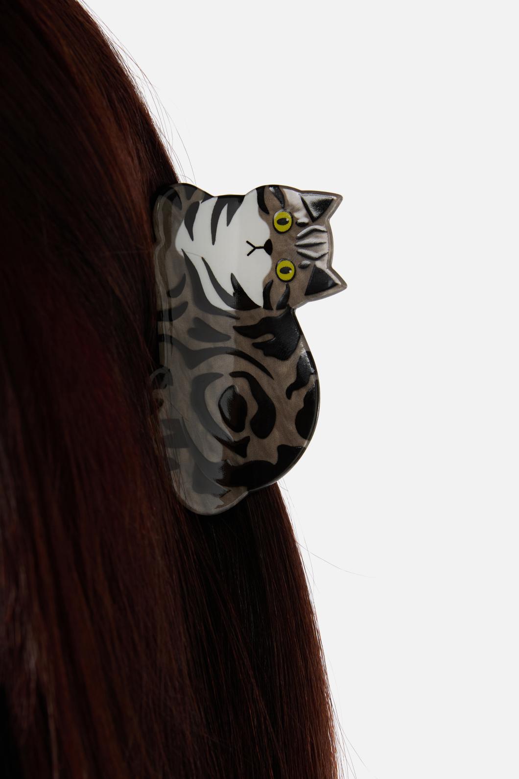 Black Friday - Grey Cat Claw Clip - grey