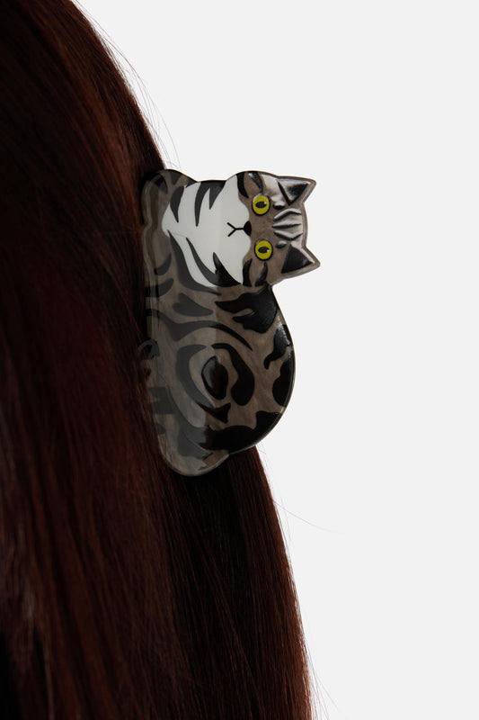 Black Friday - Grey Cat Claw Clip - grey
