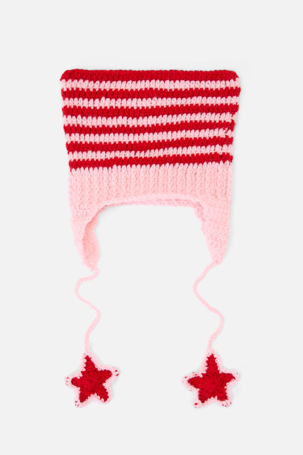 Black Friday - Pink Red Stripe Star Beanie - pink-red