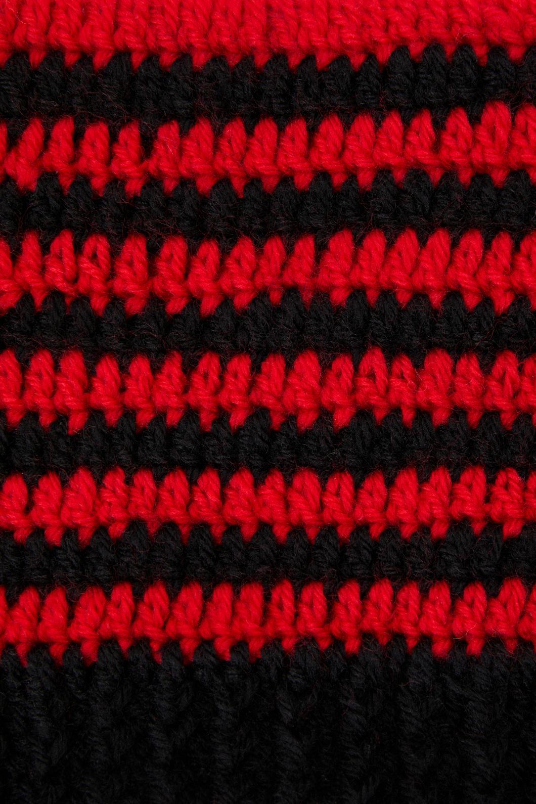 Black Friday - Red Black Stripe Star Beanie - red-black