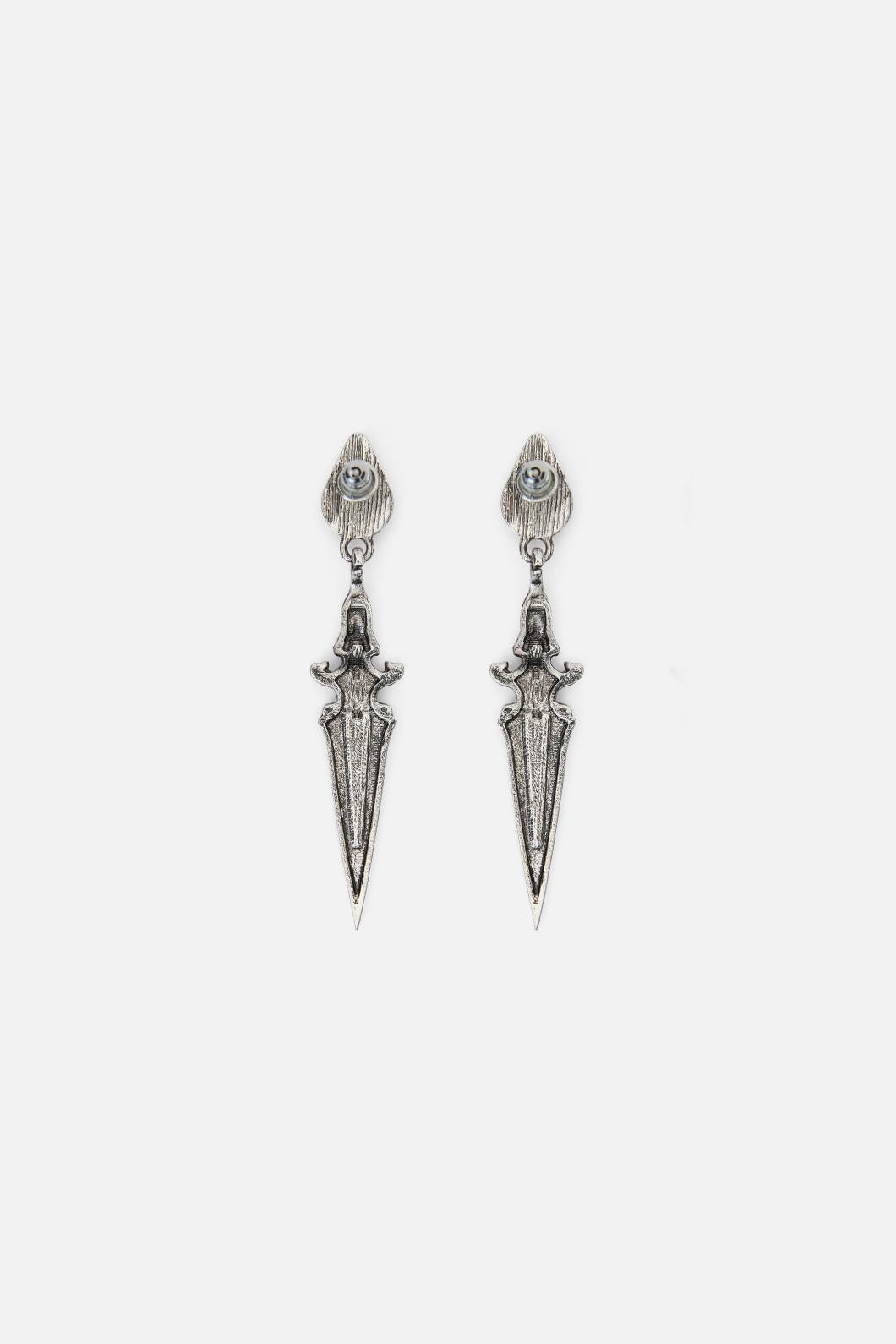 Black Friday - Sword Drop Earrings - silver