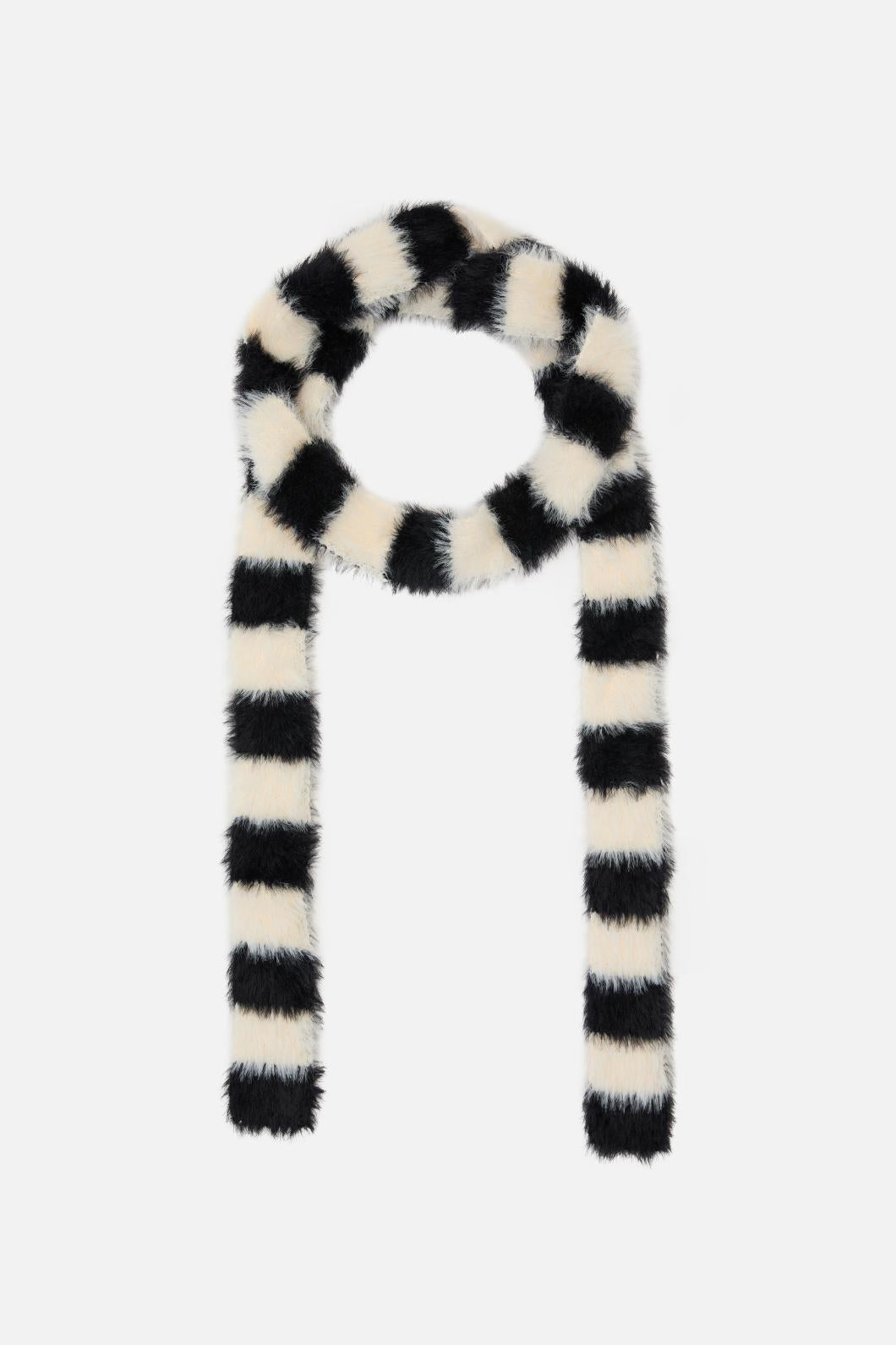 Black Friday - Narrow Fluffy Scarf - black-white