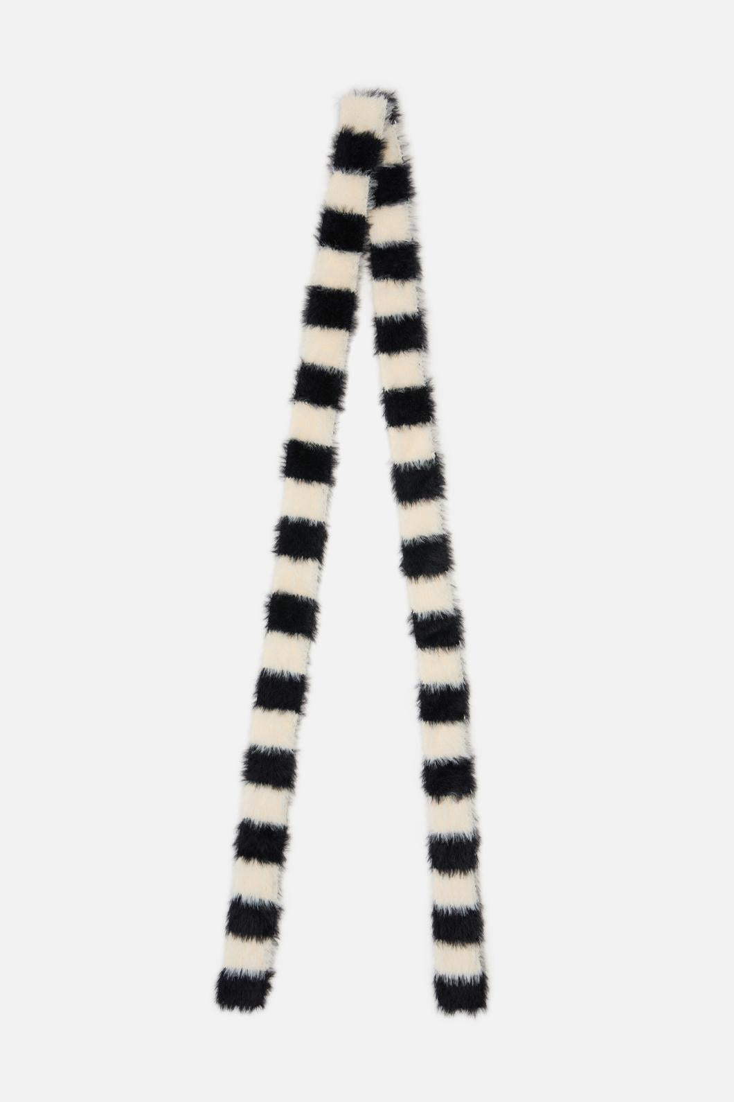Black Friday - Narrow Fluffy Scarf - black-white