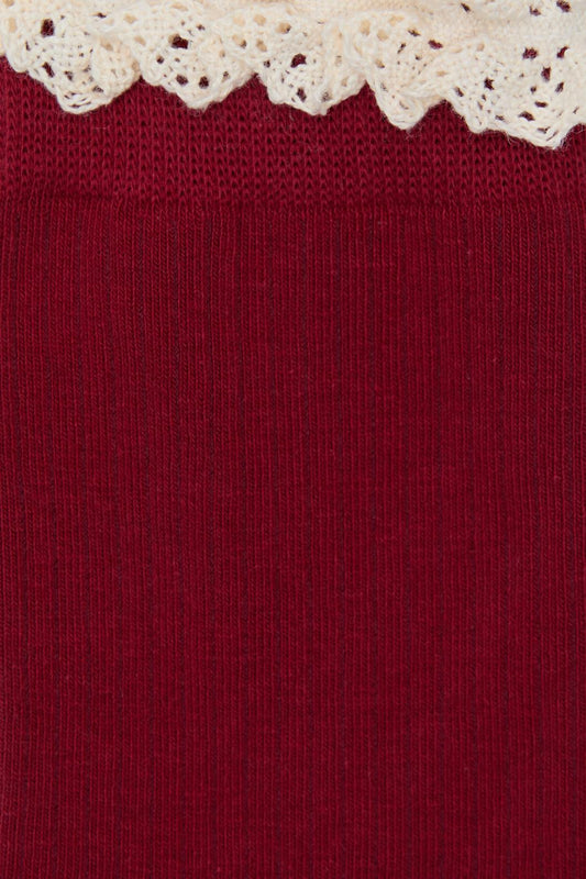Black Friday - Red Vintage Lace Socks - red