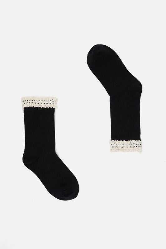 Black Friday - Black Vintage Lace Socks - black