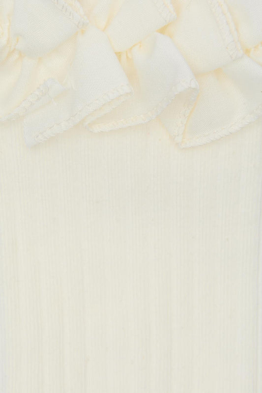 Black Friday - Cream Ruffle Top Socks - cream