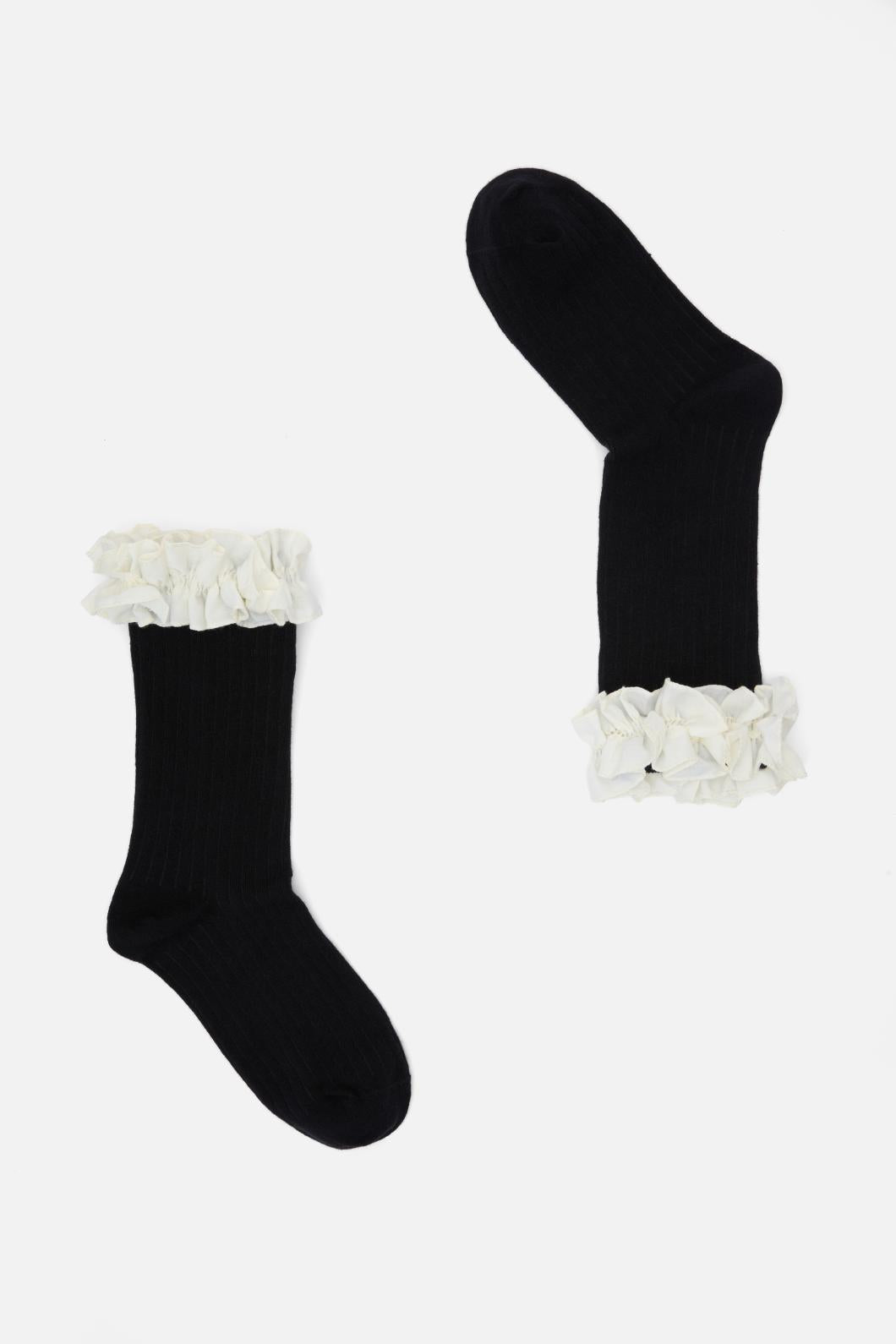 Black Friday - Black Ruffle Top Socks - black