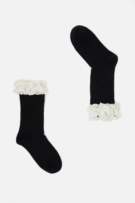 Black Friday - Black Ruffle Top Socks - black
