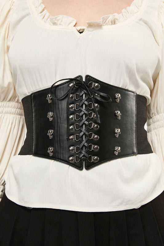 Black Friday - Skull Stud Croset Belt - black