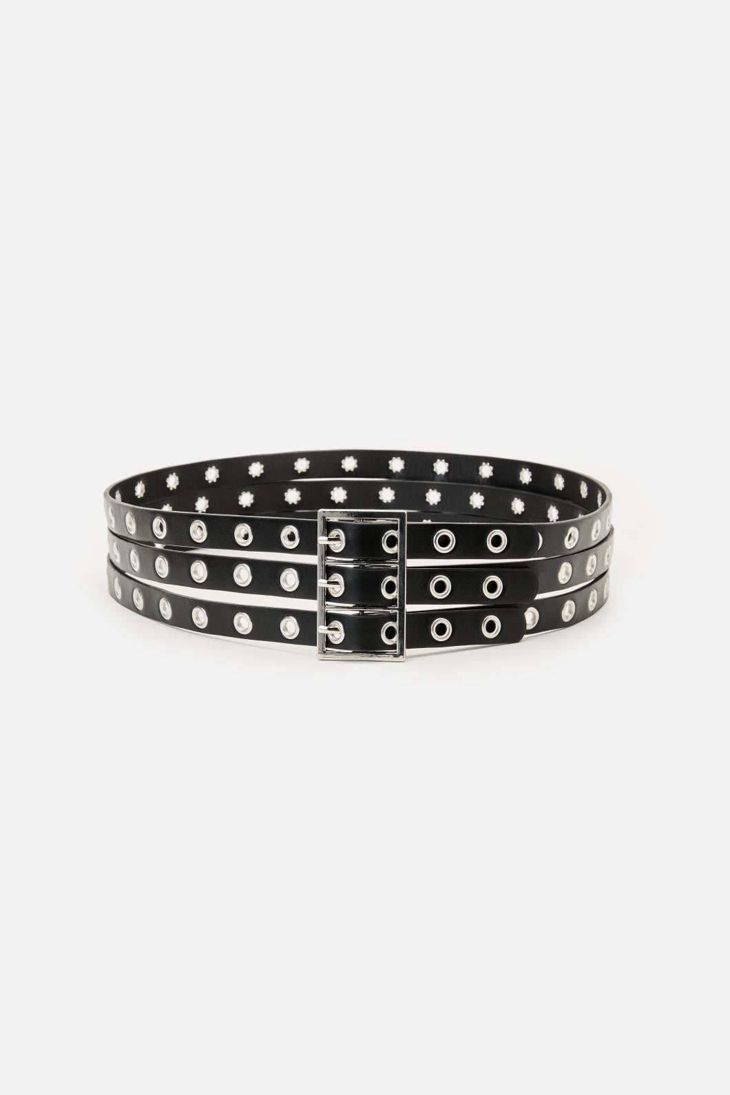 Black Friday - Triple Band Eyelet Wasit Belt - black