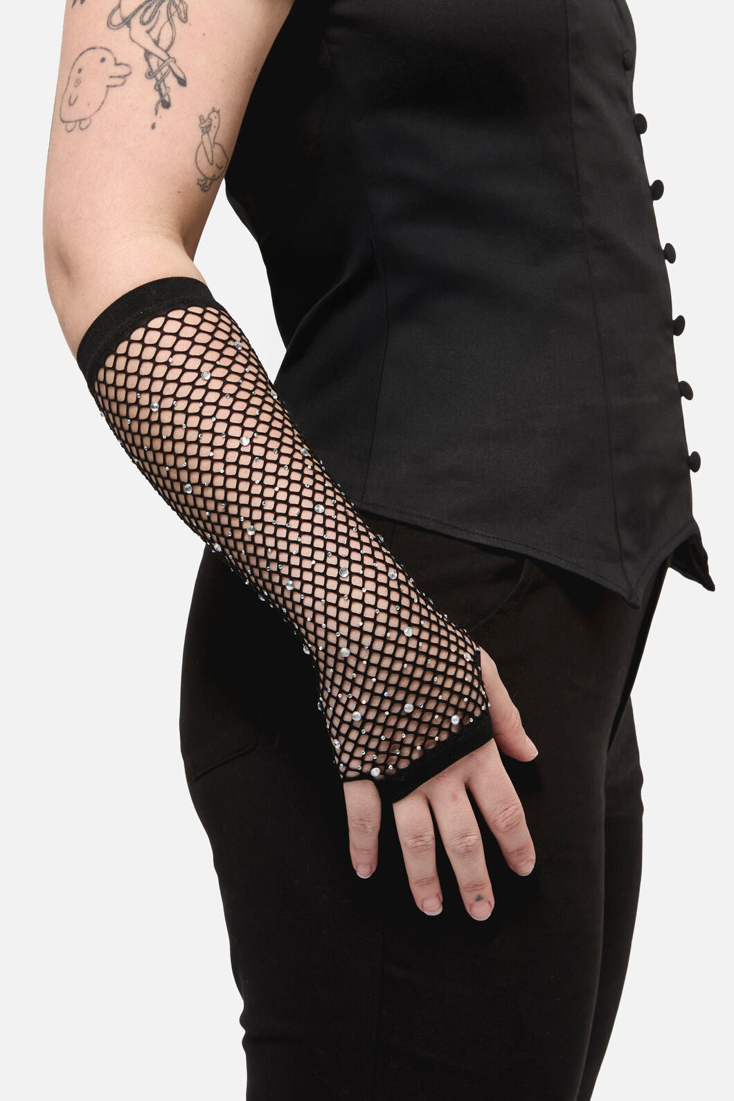 Black Friday - Sparkle Fishnet Gloves - black