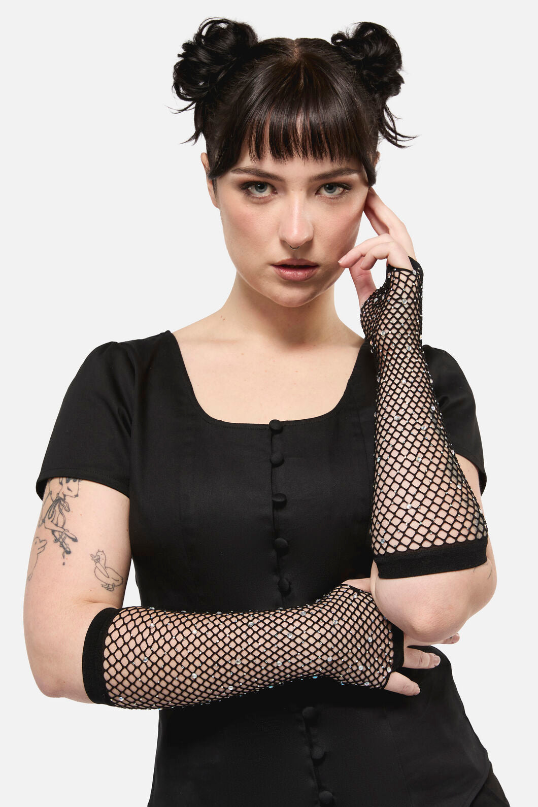 Black Friday - Sparkle Fishnet Gloves - black