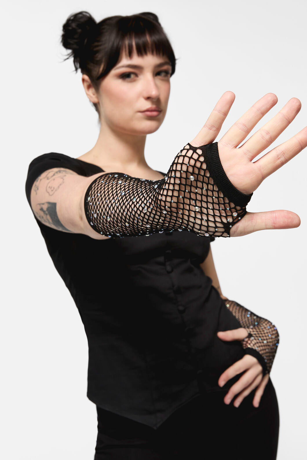 Black Friday - Sparkle Fishnet Gloves - black