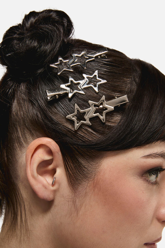 Black Friday - Stars Hair Clip Set - silver