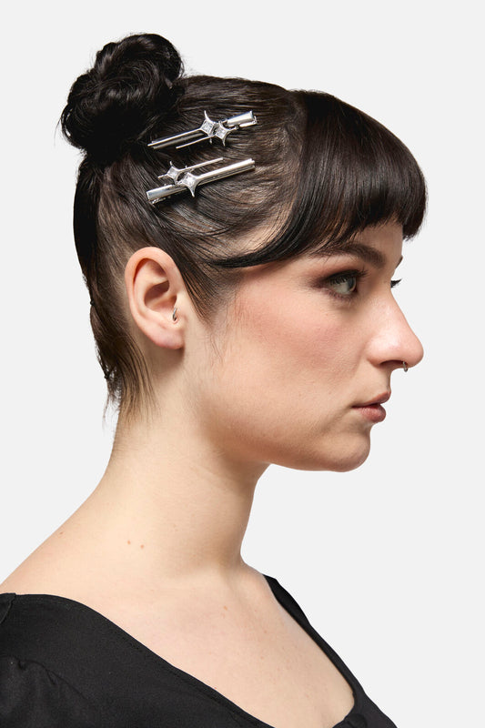 Black Friday - Cool Star Hair Clips - silver