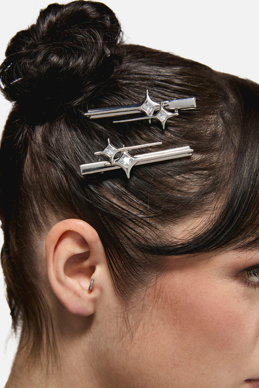 Black Friday - Cool Star Hair Clips - silver