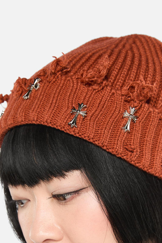 Black Friday - Rust Cross Charm Beanie - rust