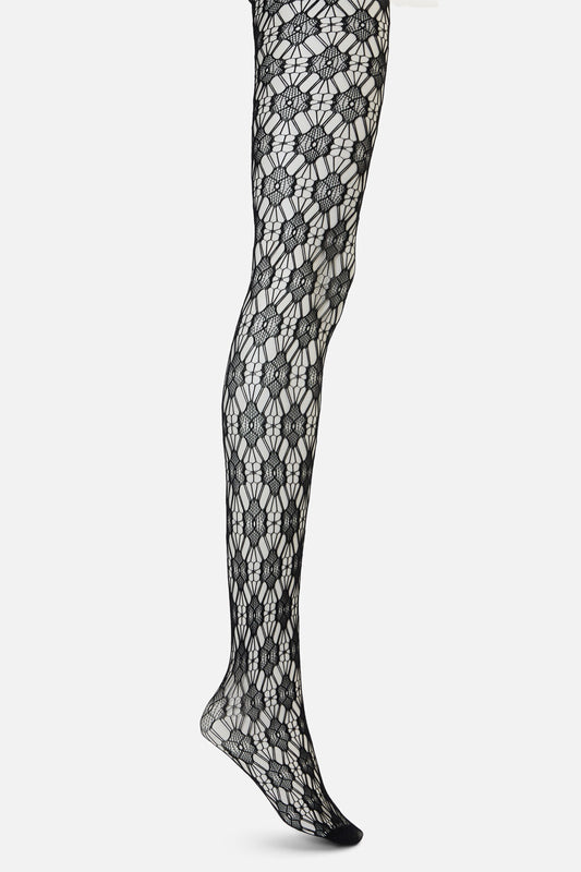 Black Friday - Black Cut Out Daisy Tights - black