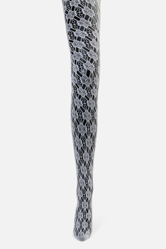 Black Friday - White Cut Out Daisy Tights - white