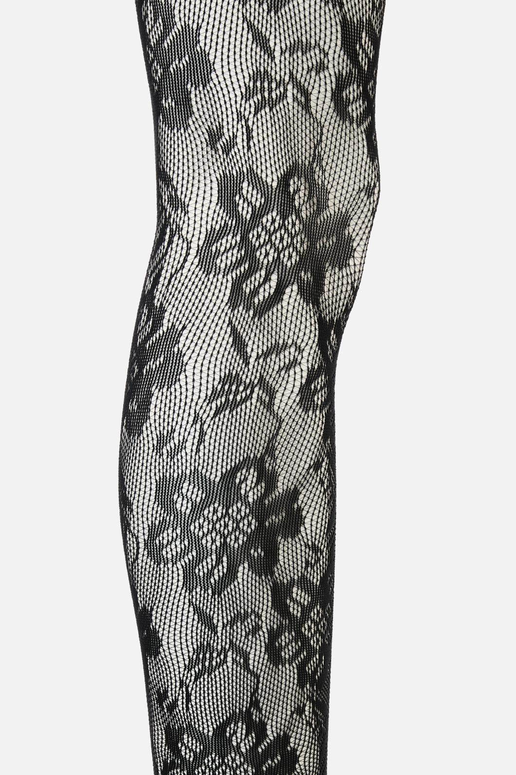 Black Friday - Black Floral Mesh Tights - black