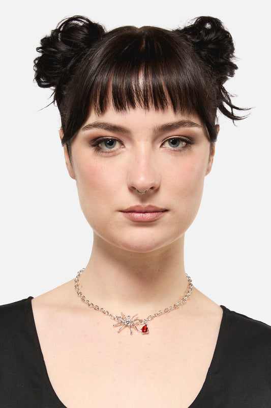 Black Friday - Spider Gem Necklace - silver