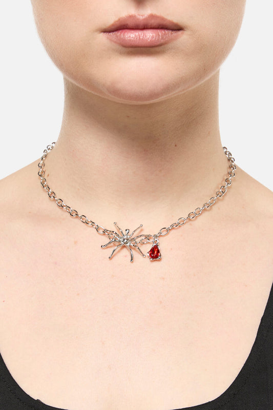 Black Friday - Spider Gem Necklace - silver