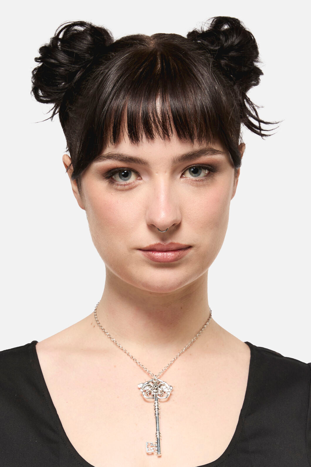 Black Friday - Moth & Key Necklace - silver