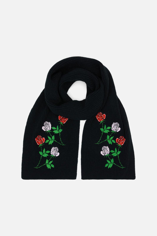 Black Friday - Roses Knit Scarf - black