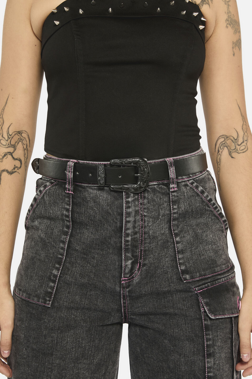 Black Friday - Simple Black Western Belt - black