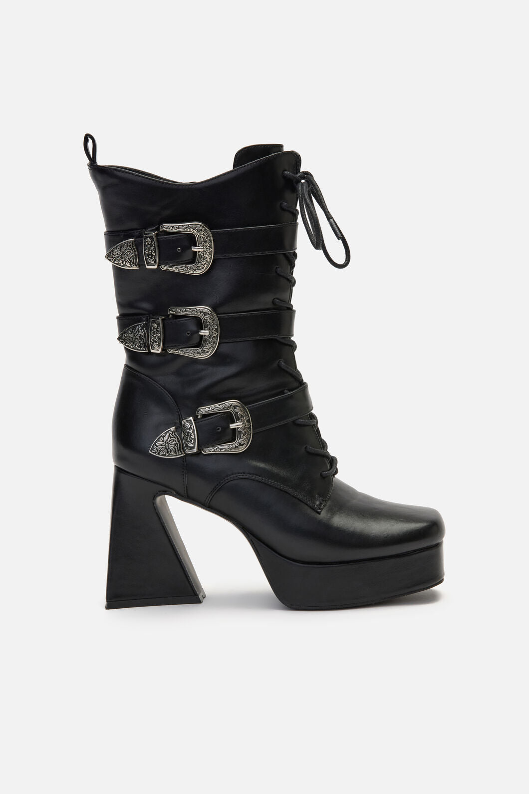 Black Friday - Triple Buckle Heeled Boots - black