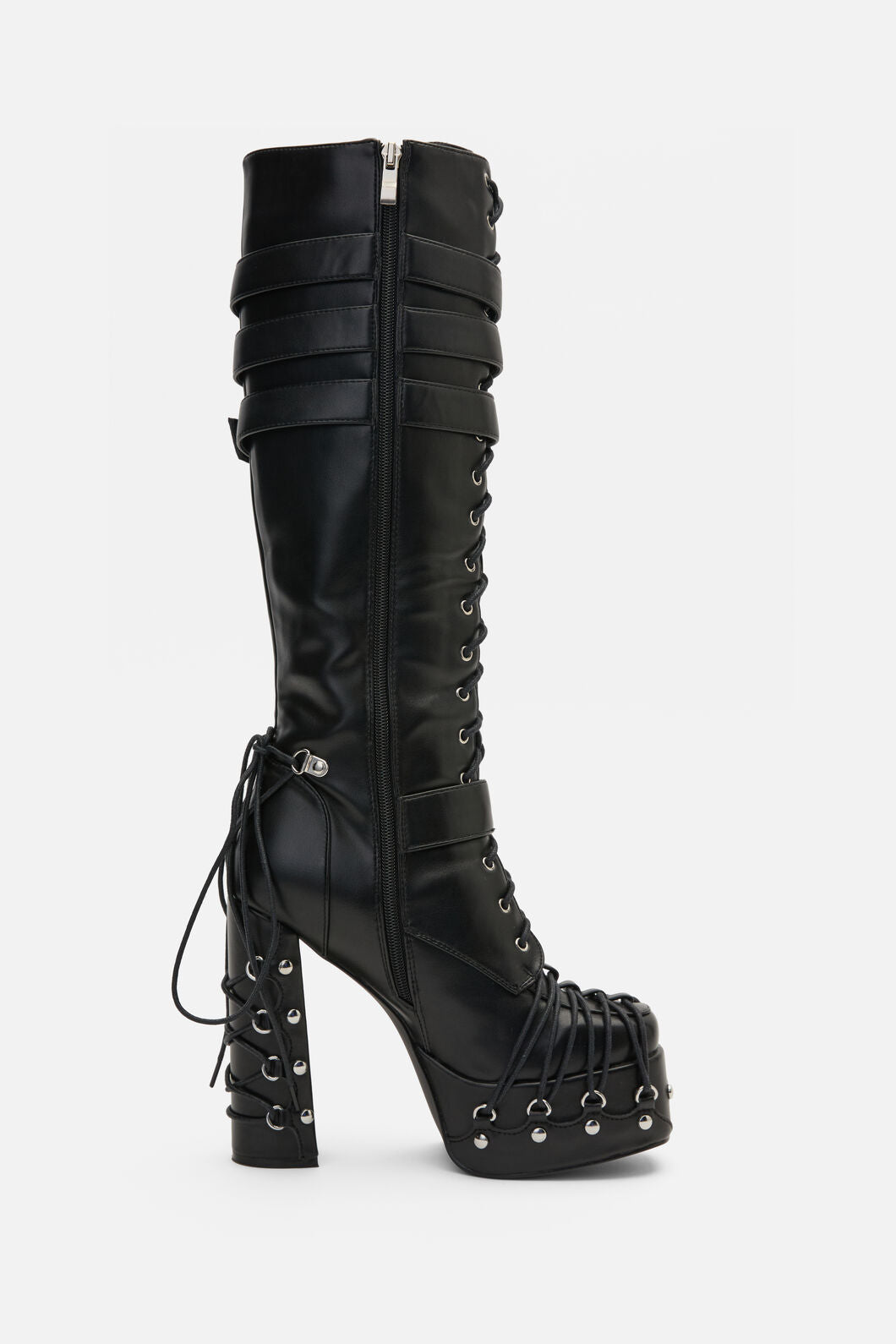 Black Friday - Laced Up Corset Buckle Boots - black