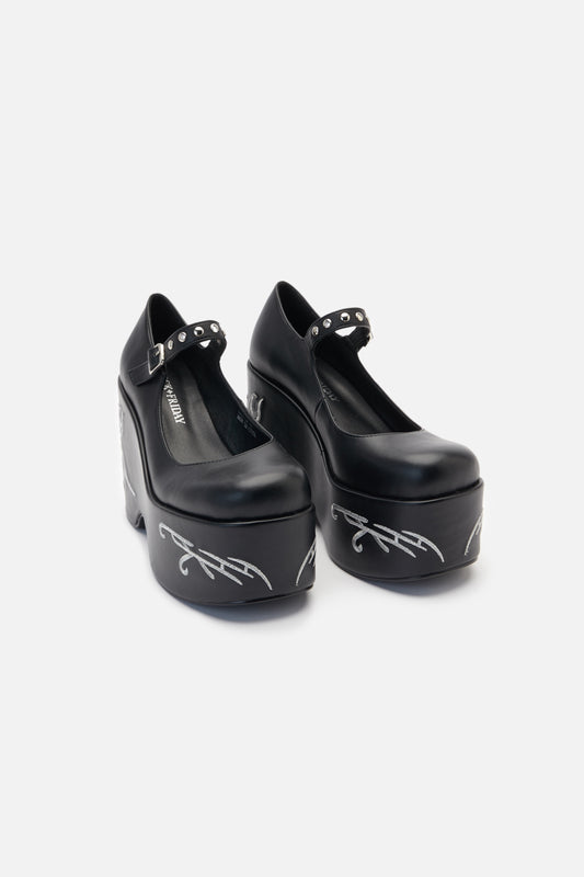 Black Friday - Platform Tattoo Mary Jane - black