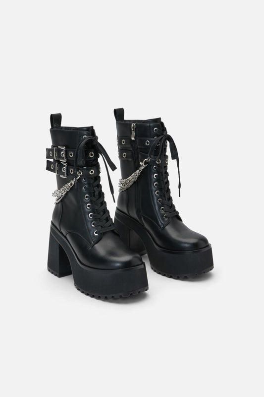 Black Friday - Buckle & Chain Boots - black