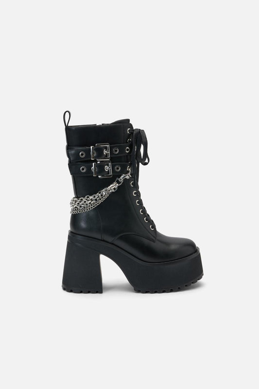 Black Friday - Buckle & Chain Boots - black