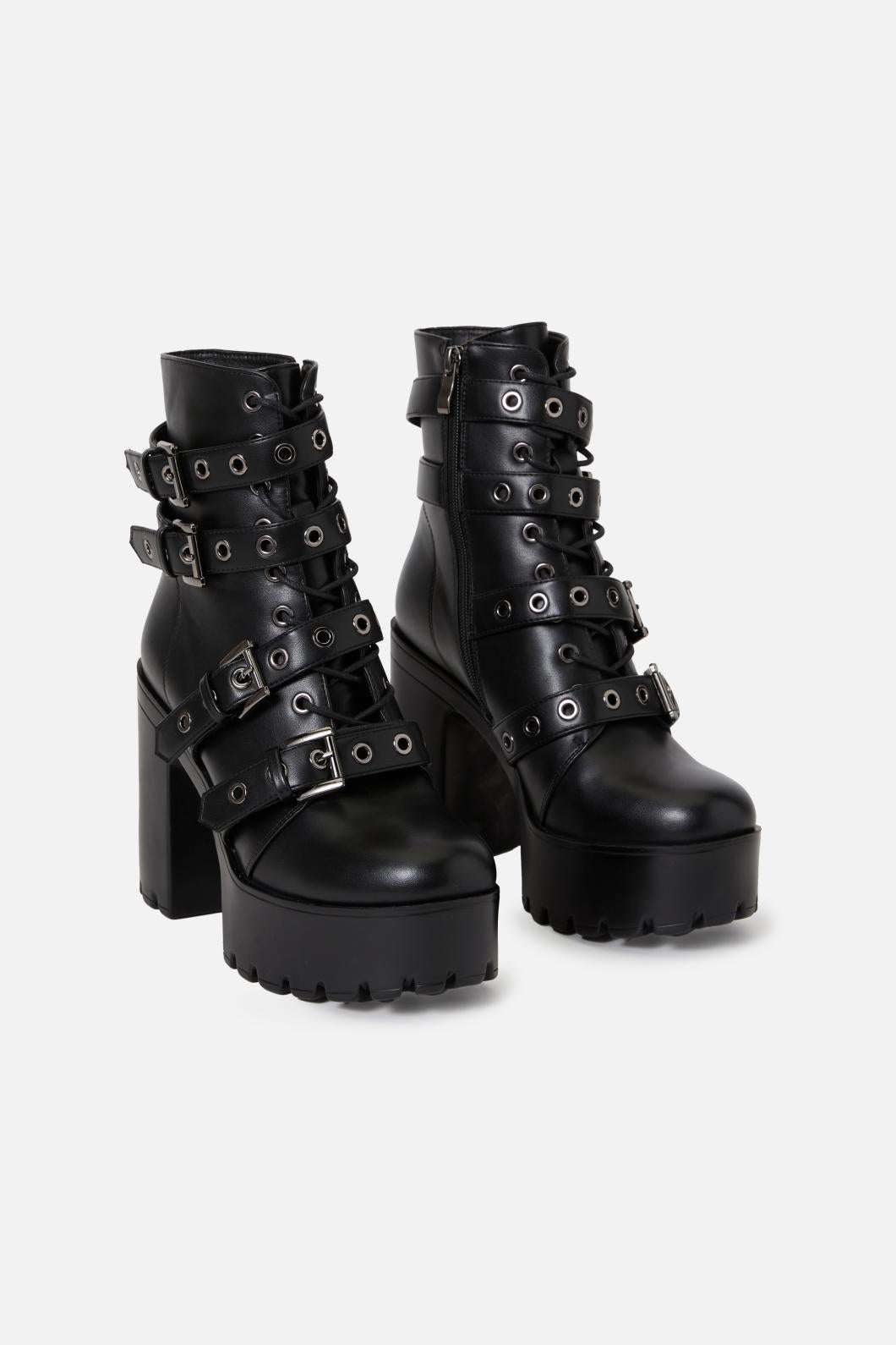 Black Friday - Buckle Heel Boot - black