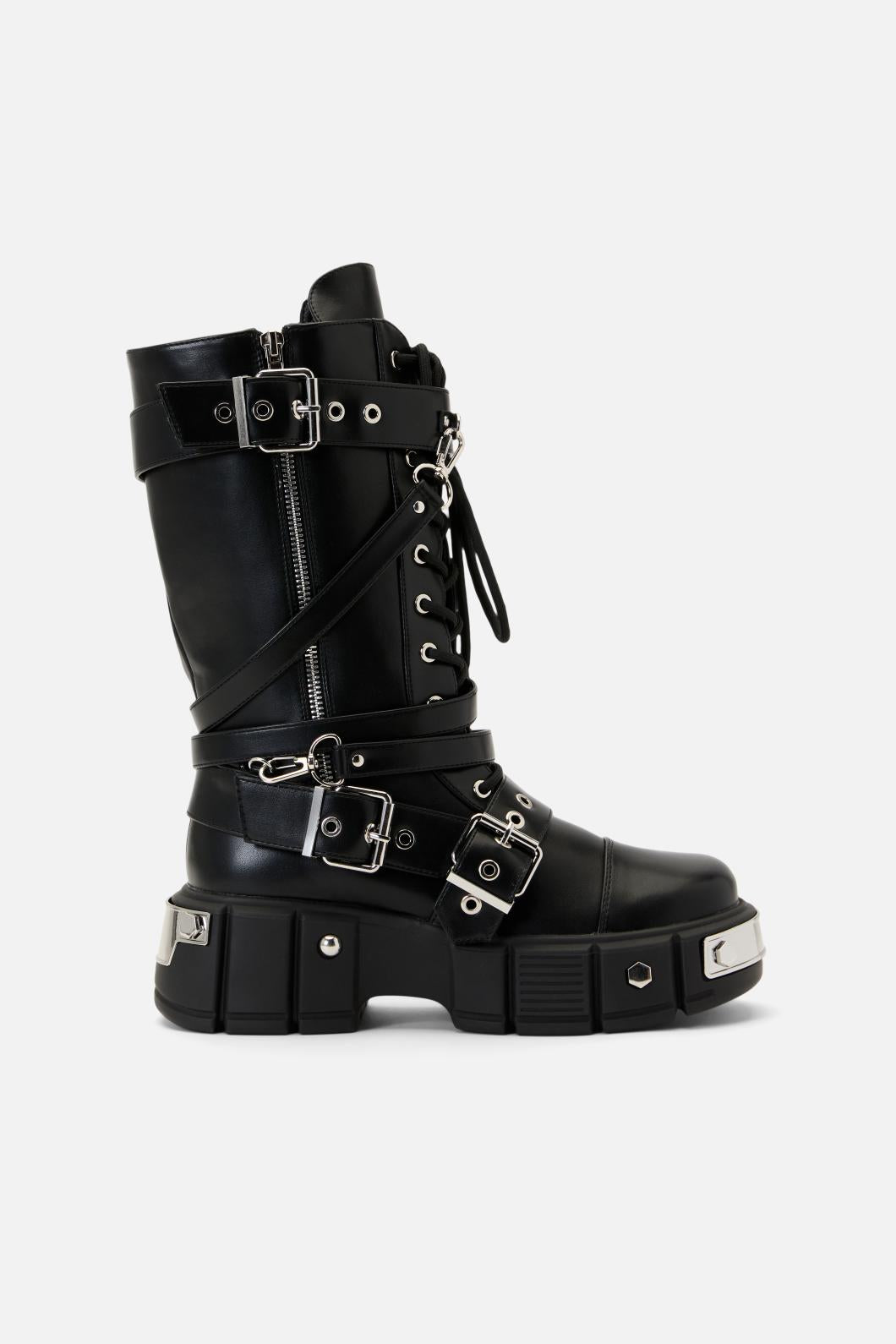 Black Friday - Straped In Combat Boot - black