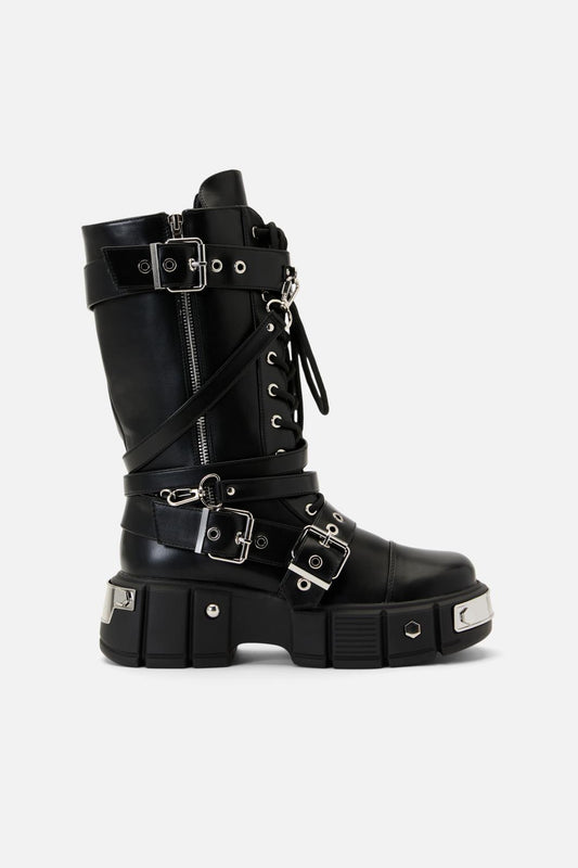 Black Friday - Straped In Combat Boot - black