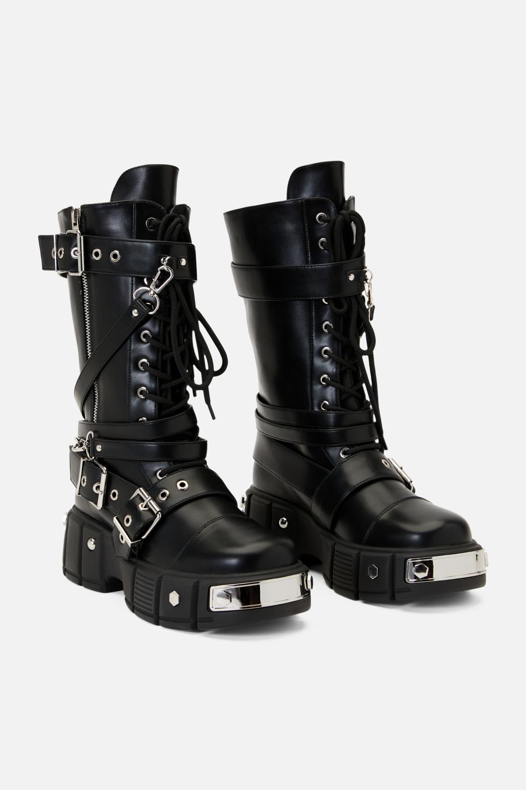 Black Friday - Straped In Combat Boot - black