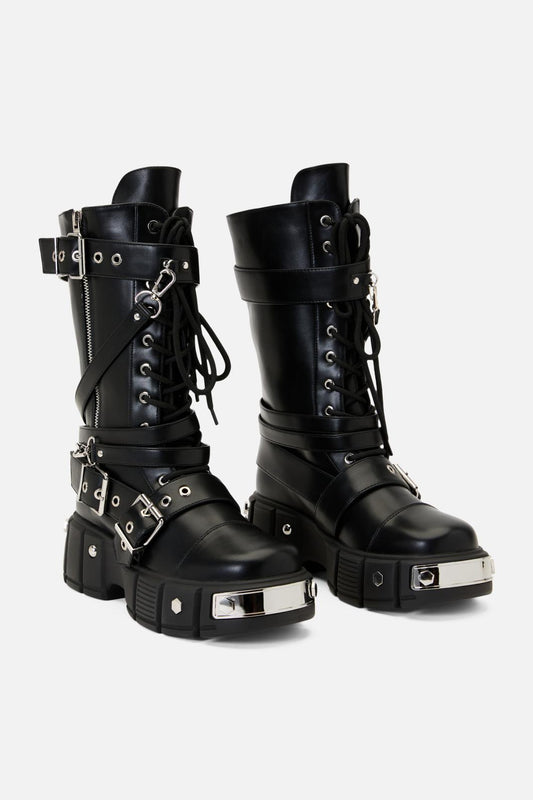 Black Friday - Straped In Combat Boot - black