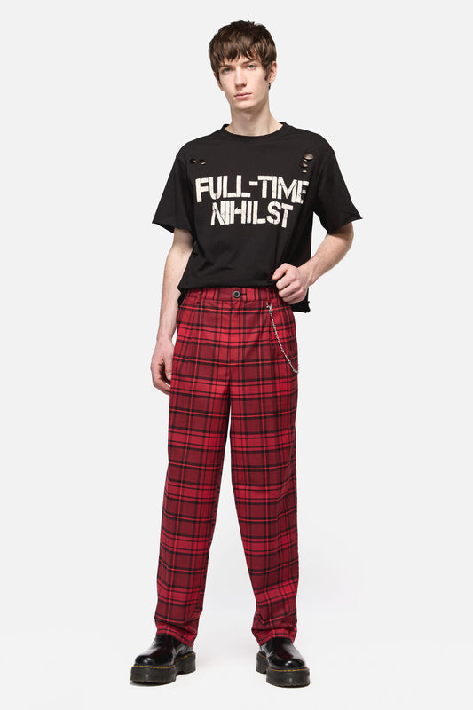 Dangerfield - Over It Tartan Slim Fit Pants - red