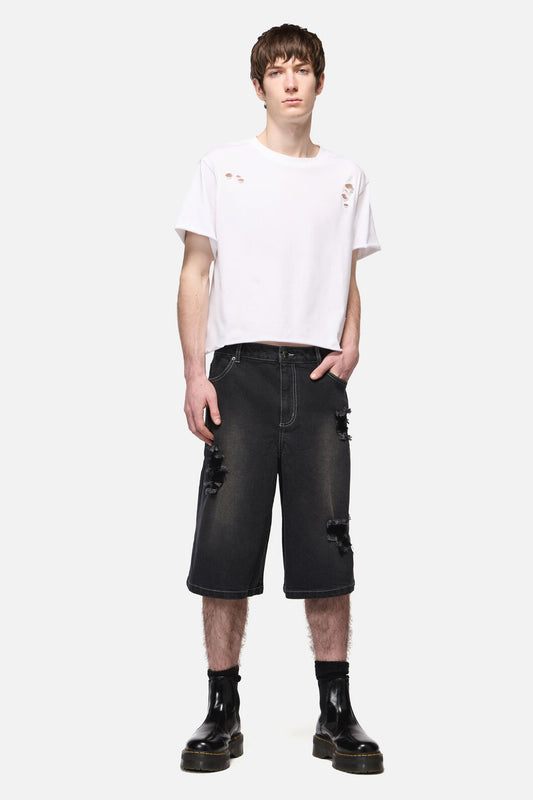 Dangerfield - DenimDistressedUniWideLegJorts - black