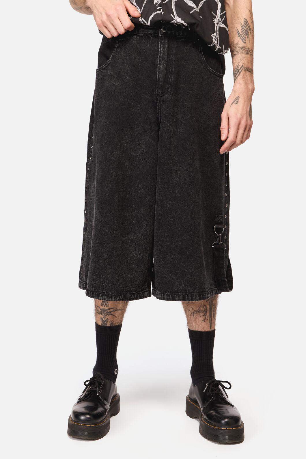 Dangerfield - Lawless Stud Wide Leg Jeans - black