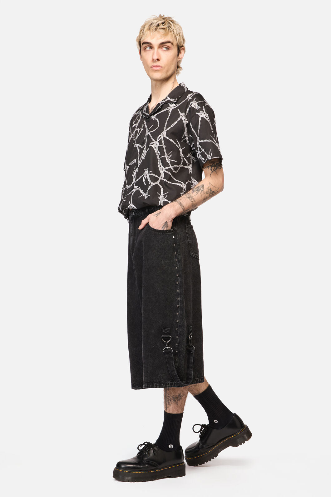 Dangerfield - Lawless Stud Wide Leg Jeans - black