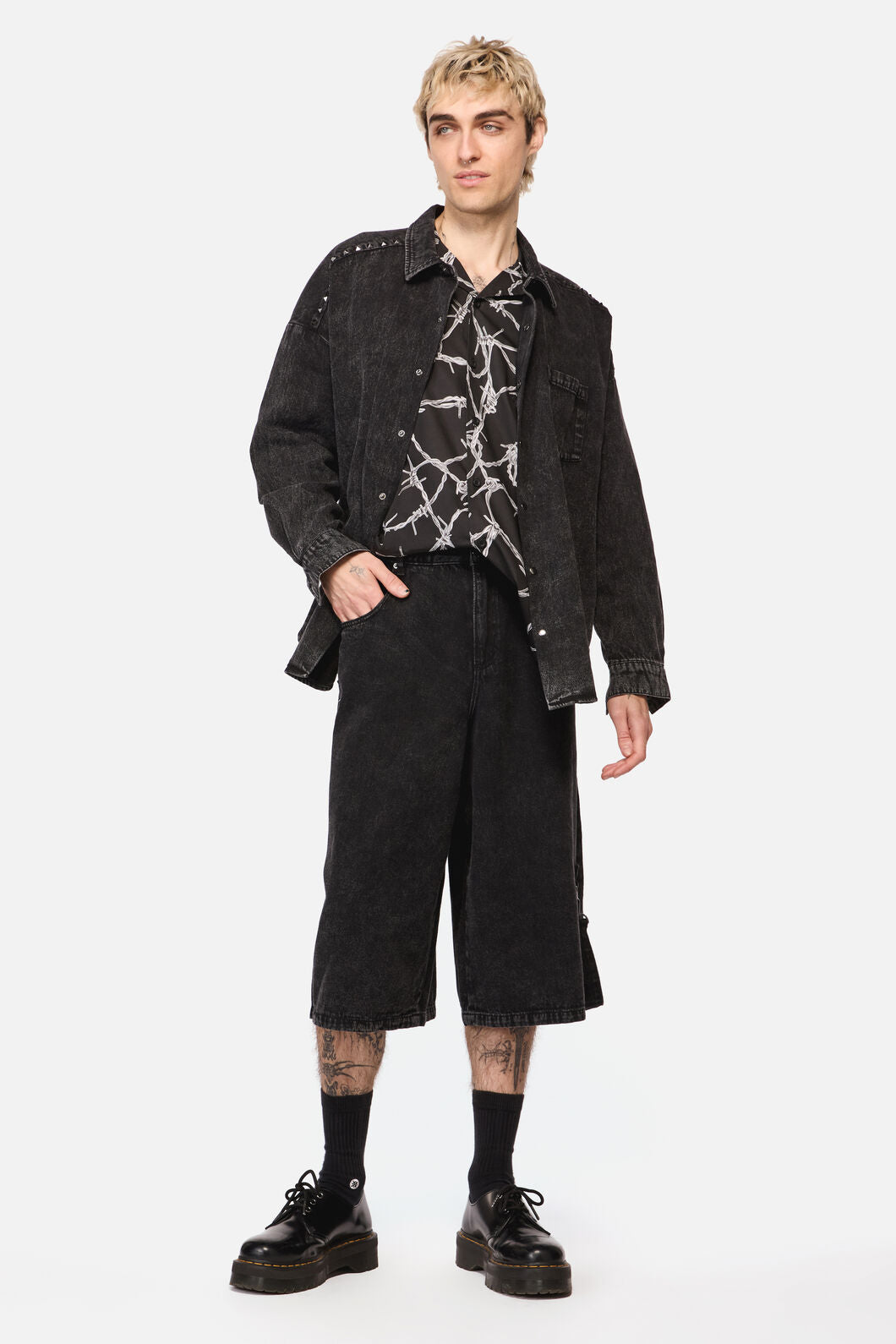 Dangerfield - Lawless Stud LS Shirt - black