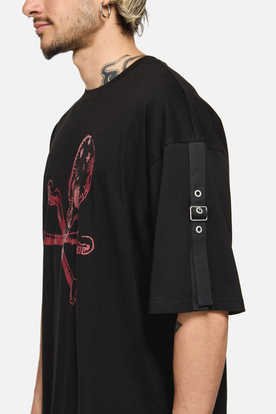 Dangerfield - Skull Grunge Print Tee - black