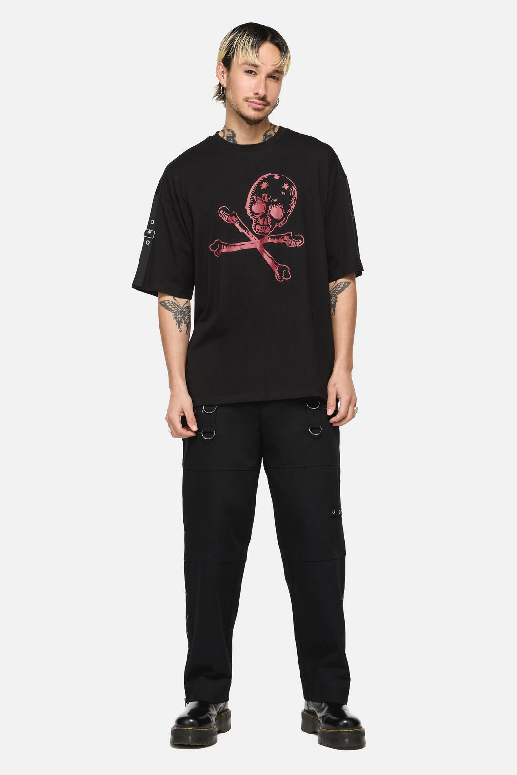 Dangerfield - Skull Grunge Print Tee - black