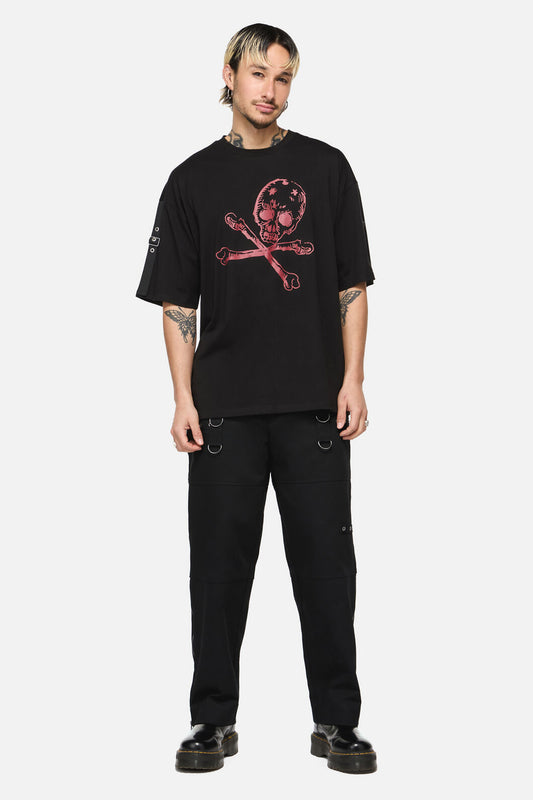 Dangerfield - Skull Grunge Print Tee - black
