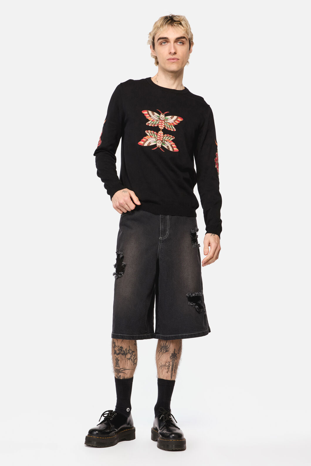 Dangerfield - All HallowsEveTattooKnitJumper - black