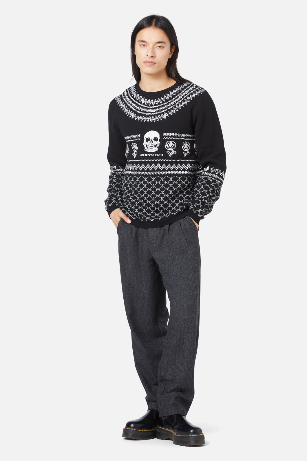 Dangerfield - Memento Mori Fairisle Knit - black